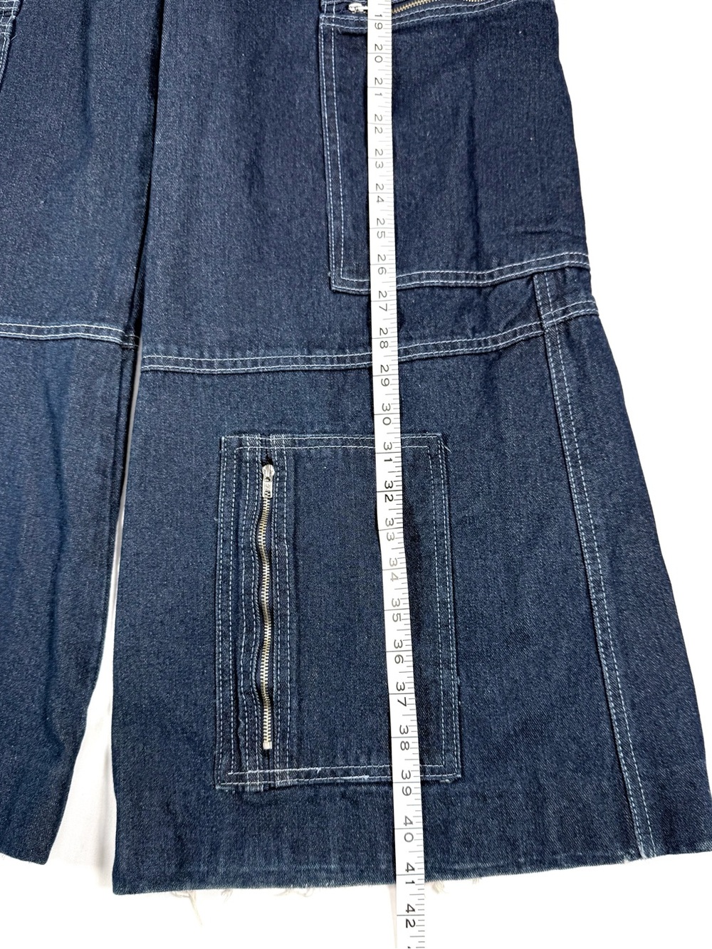 FASHION NOVA Womens Cargo Carpenter Wide Leg Jeans 3 Baggy Utility Streetwear - Picture 11 of 14